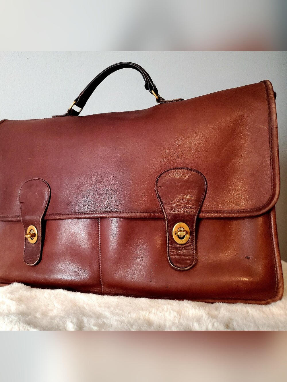 Vintage Coach USA Brown Leather Briefcase 059-0038 Turnlock Work Bag Classic - Picture 10 of 10